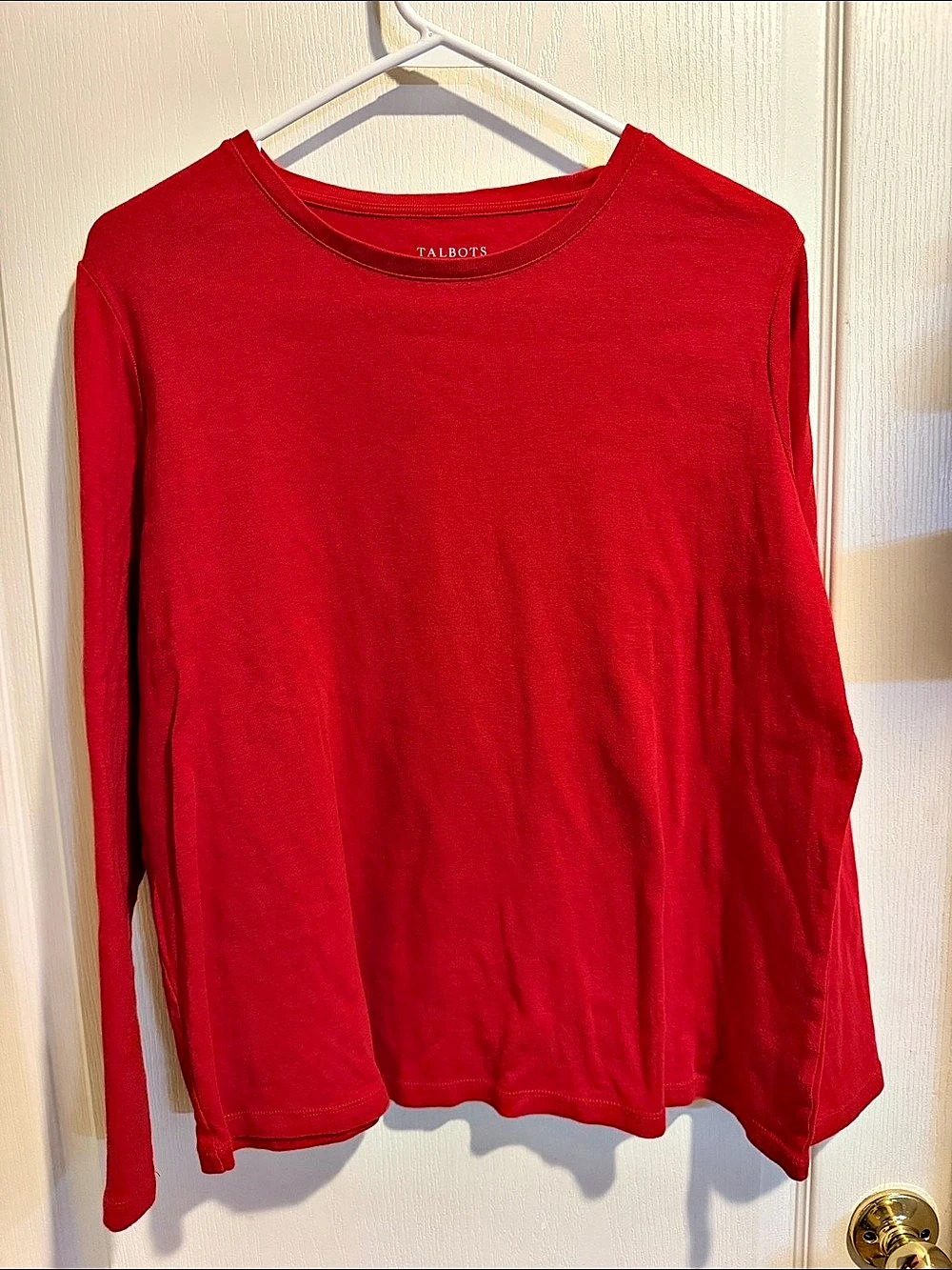 Talbots Long Sleeve Cotton Tee in Red Size 1X Like New
